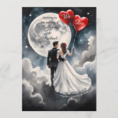 Romantische Liebe über Cloud Nine Märchenhochzeit Menükarte (Vorderseite)