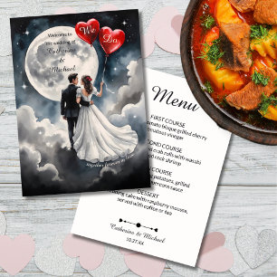 Romantische Liebe über Cloud Nine Märchenhochzeit Menükarte