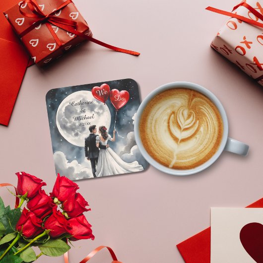 Romantische Liebe über Cloud Nine Märchenhochzeit Rechteckiger Pappuntersetzer