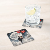 Romantische Liebe über Cloud Nine Märchenhochzeit Rechteckiger Pappuntersetzer (Vor Ort)