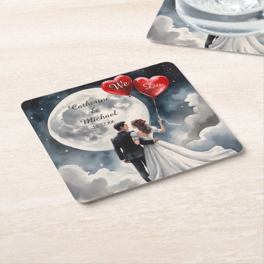 Romantische Liebe über Cloud Nine Märchenhochzeit Rechteckiger Pappuntersetzer (angewinkelt)