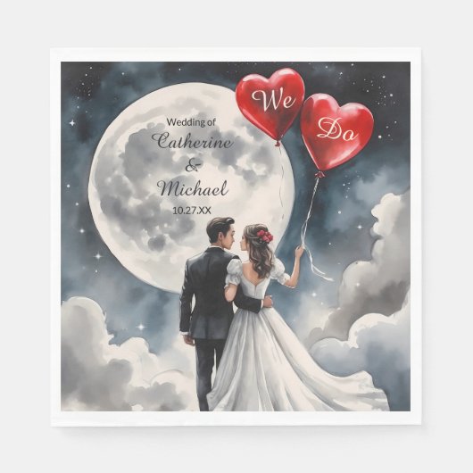 Romantische Liebe über Cloud Nine Märchenhochzeit Serviette (Vorderseite)