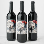 Romantische Liebe über Cloud Nine Märchenhochzeit Weinetikett (Flaschen)