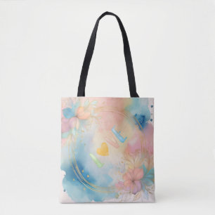 Romantische "Liebe" Wasserfarben Blumendesign Tasche
