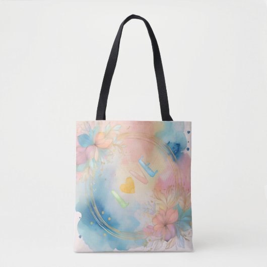 Romantische "Liebe" Wasserfarben Blumendesign Tasche (Vorderseite)