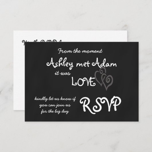 Romantische Liebe Wedding RSVP Card | Kopfbrett (Vorne/Hinten)