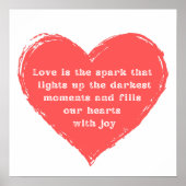 Romantische Liebe Zitat, rotes Herz Stilschrift Poster (Vorne)