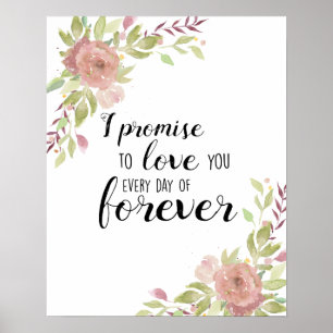 Romantische Liebe zitieren Aquarellfarbe Rosa Blum Poster
