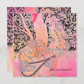 ROMANTISCHE LIEBER, ROMANCE IN PINK FUCHSIA GLITZE EINLADUNG (Vorne/Hinten)