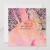 ROMANTISCHE LIEBER, ROMANCE IN PINK FUCHSIA GLITZE EINLADUNG (Rückseite)