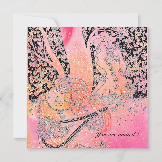 ROMANTISCHE LIEBER, ROMANCE IN PINK FUCHSIA GLITZE EINLADUNG (Vorderseite)