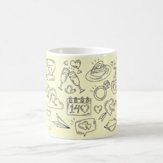 Romantische Liebes-Doodle-Illustration Kaffeetasse
