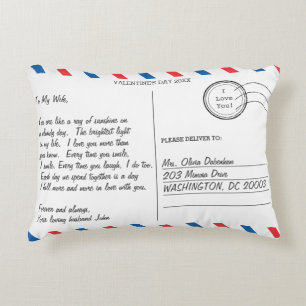 Romantische Liebesbrief-Postkarte Valentinstag Dekokissen