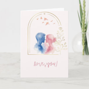 Romantische Liebeskarte mit Paar im Aquarell-Stil Karte