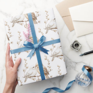 Romantische Liebesvögel Herz Hochzeit Geschenkpapier