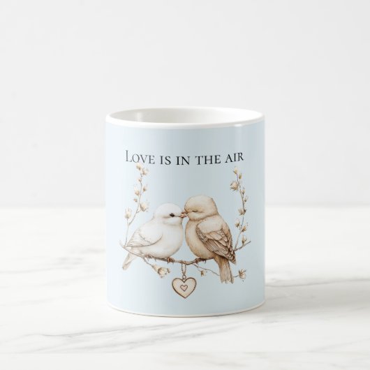 Romantische Liebesvögel Herz Kaffeetasse (Mittel)