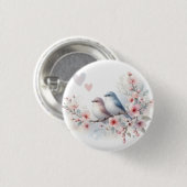 Romantische Liebesvögel Kirschblütenzweig Button (Vorne & Hinten)