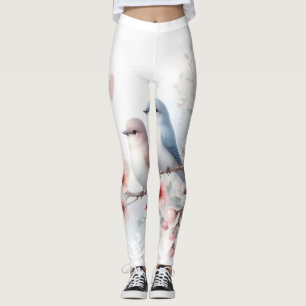 Romantische Liebesvögel Kirschblütenzweig Leggings