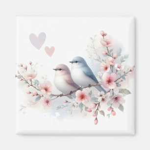 Romantische Liebesvögel Kirschblütenzweig Magnet