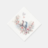 Romantische Liebesvögel Kirschblütenzweig Serviette (Ecke)