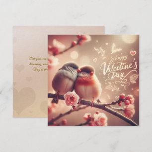 Romantische Liebesvögel Valentinstagskarte – Cute  Feiertagskarte