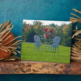Romantische Liebeswiese Garten Tisch Blumen Fotoplatte