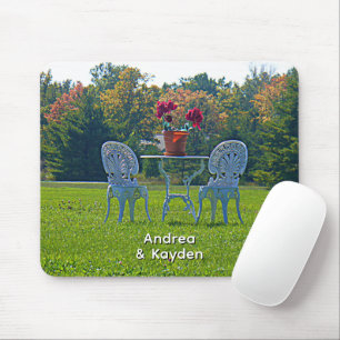 Romantische Liebeswiese Garten Tisch Blumen Mousepad