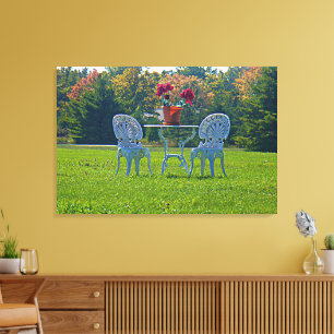 Romantische Liebeswiese Gartentisch Blumen Leinwanddruck