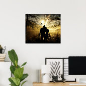 Romantische Liebhaber Silhouette bei Sonnenunterga Poster (Heimbüro)