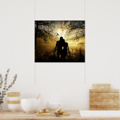 Romantische Liebhaber Silhouette bei Sonnenunterga Poster (Küche)