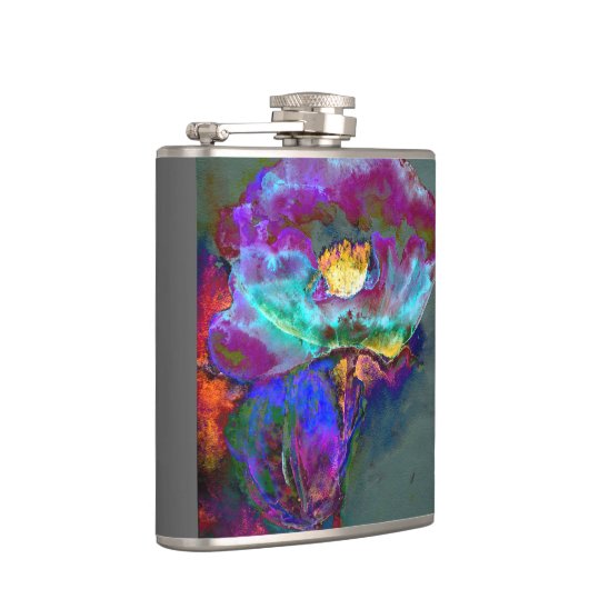 Romantische lila aquamarine Blume Flachmann (Rechts)