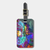 Romantische lila aquamarine Blume Gepäckanhänger (Vorderseite vertikal)