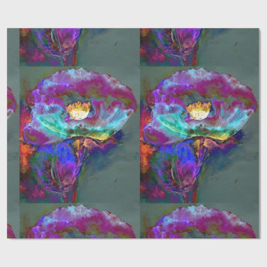 Romantische lila aquamarine Blume Geschenkpapier (Flach)