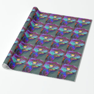 Romantische lila aquamarine Blume Geschenkpapier