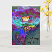 Romantische lila aquamarine Blume Karte (Gelbe Blume)