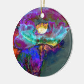 Romantische lila aquamarine Blume Keramikornament (Links)