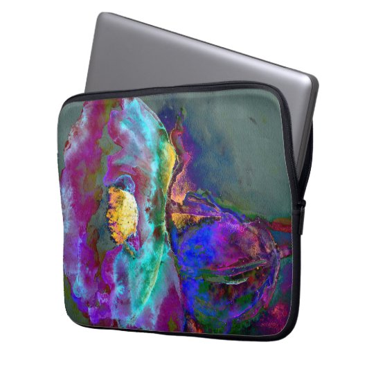 Romantische lila aquamarine Blume Laptopschutzhülle (Vorderseite Links)