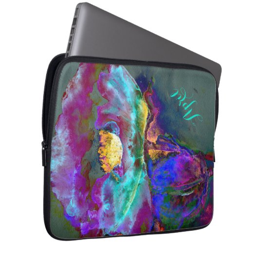 Romantische lila aquamarine Blume Laptopschutzhülle (Vorne Rechts)