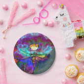 Romantische lila aquamarine Blume Pappteller (Party)