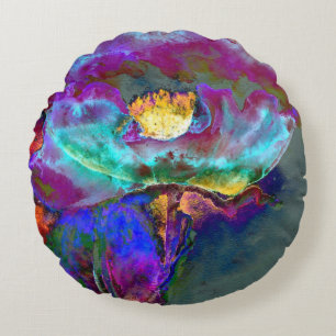 Romantische lila aquamarine Blume Rundes Kissen