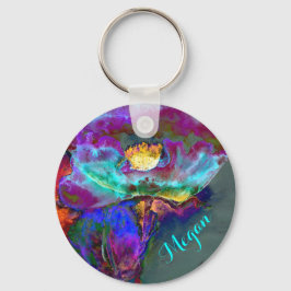 Romantische lila aquamarine Blume Schlüsselanhänger