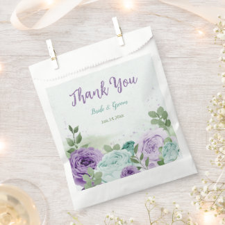 romantische lila blaue Blumen  Grün Hochzeit Geschenktütchen