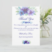 Romantische Lila Blaue Botanische Wasserfarbenhoch Dankeskarte (Stehend Vorderseite)