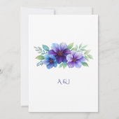 Romantische Lila Blaue Botanische Wasserfarbenhoch Dankeskarte (Rückseite)