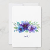 Romantische Lila Blaue Botanische Wasserfarbenhoch Einladung (Rückseite)