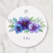 Romantische Lila Blaue Botanische Wasserfarbenhoch Geschenkanhänger (Rückseite)