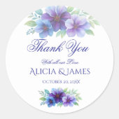 Romantische Lila Blaue Botanische Wasserfarbenhoch Runder Aufkleber (Vorderseite)