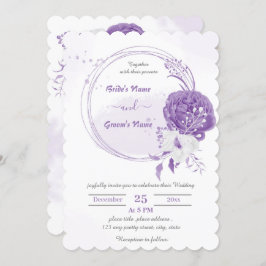 romantische lila Blume Boanischer Kranz Hochzeit Einladung