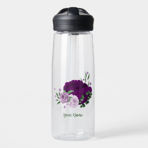 Romantische lila Blumen Grün Trinkflasche