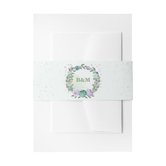romantische lila Blumen Grüne Hochzeit Einladungsbanderole (Vorderseite Beispiel)
